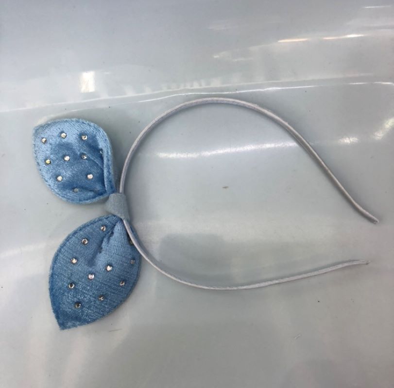 Korean Velvet Lake Blue Bow Iron Drill Hair Hoop Harbor Chen Jewelry Item Picture