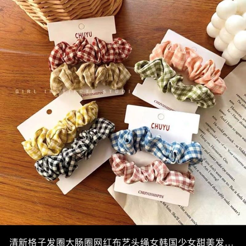 Korean-style beautiful and romantic checkered cotton fabric Hong Kong jewelry Specification image