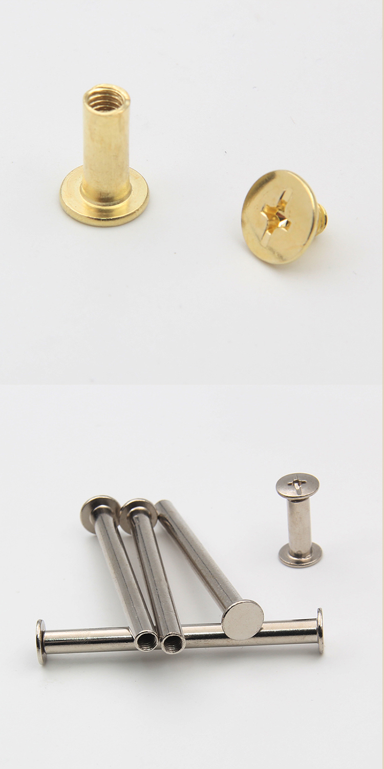 批发记账本一字碳钢子母账钉螺丝镀镍对锁子母螺丝记账本螺丝账钉详情7