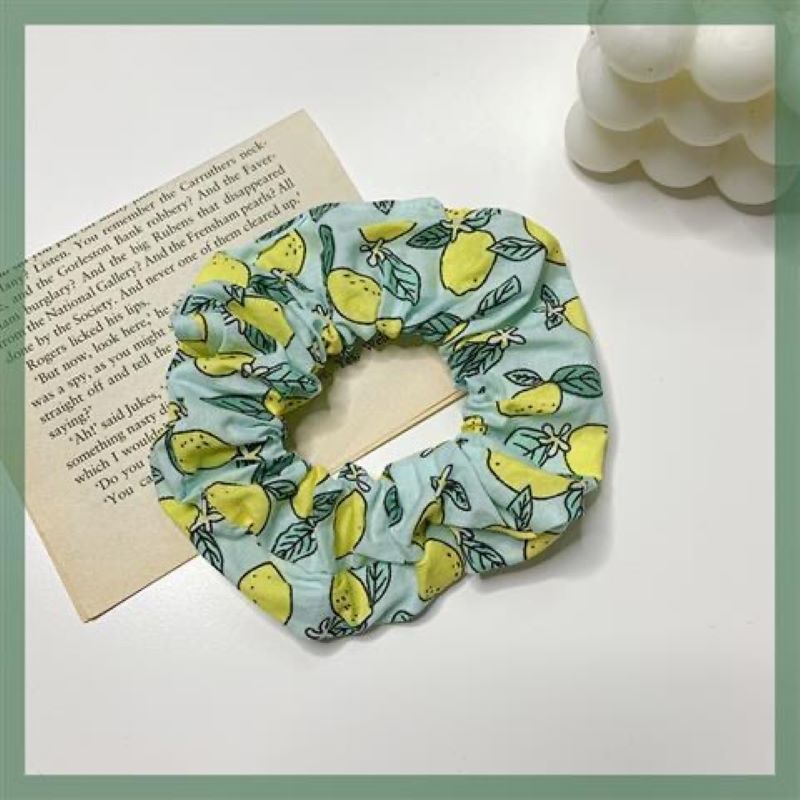 Cotton Fruit Print Green Lemon Fresh Natural Color System Of Large Bowel Ring Port Chen Jewelry details Picture