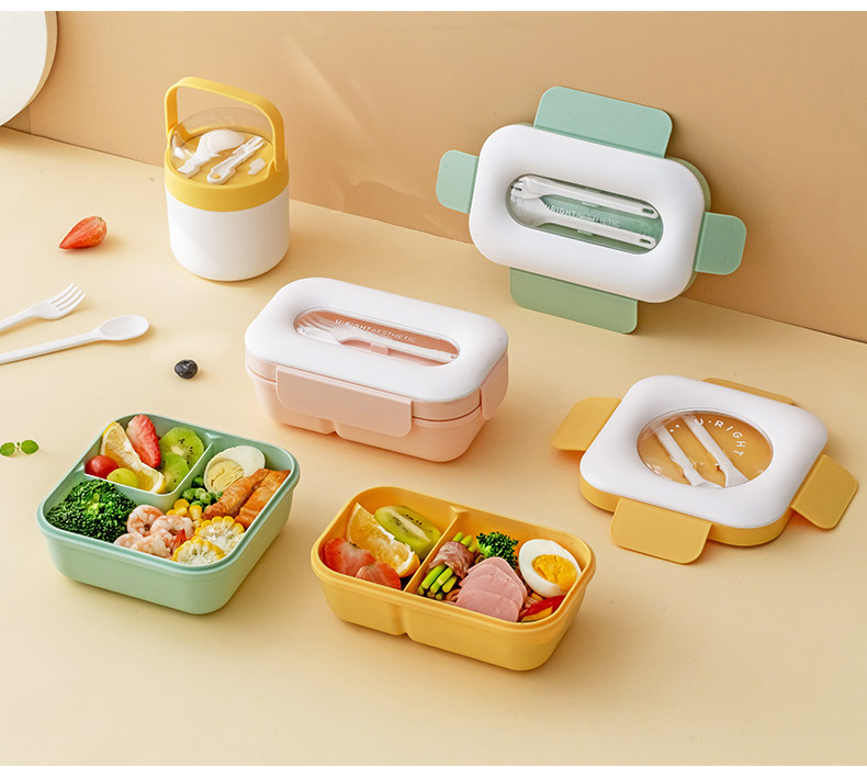 Q35-QY6667 lunch box, microwave oven-heated lunch box with cutlery set, separable portable lunch box details Picture