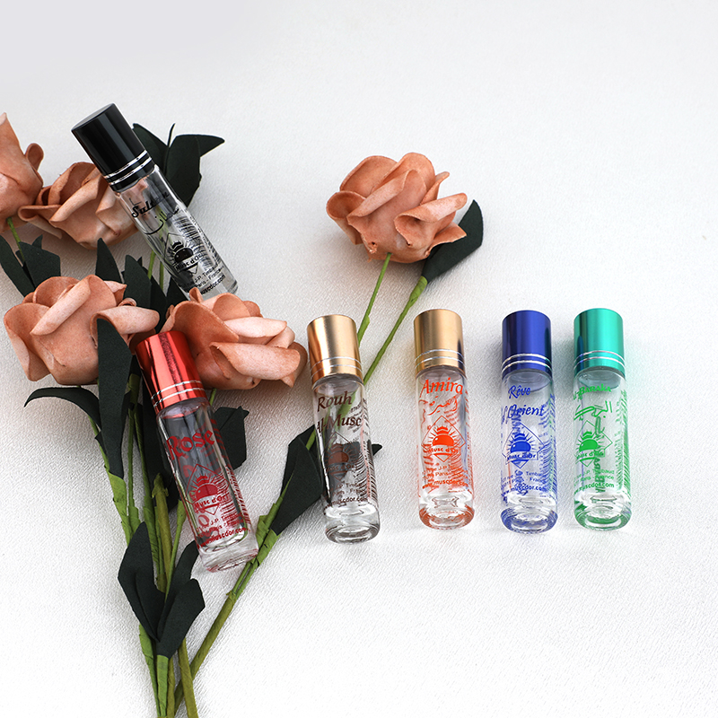 Manufacturers Wholesale Classic Straight Round Glass Ball Bottle Printing Pattern Portable Dispenser Perfume Bottle Small Exquisite Glass Bottles Application Scenario
