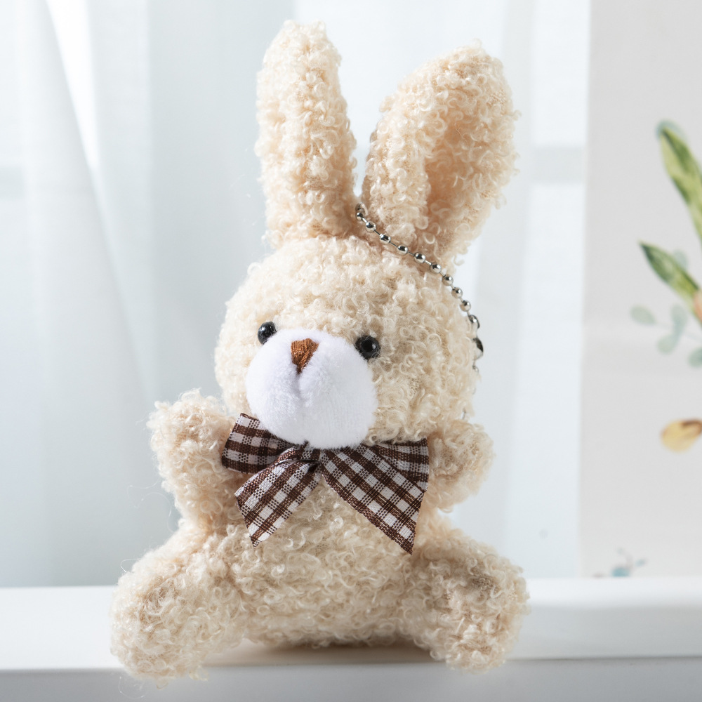 Cartoon plush cushions, cute bow ties, sitting little rabbit dolls, children's toys, plush pendants, backpacks, keychains, dolls Application Scenario