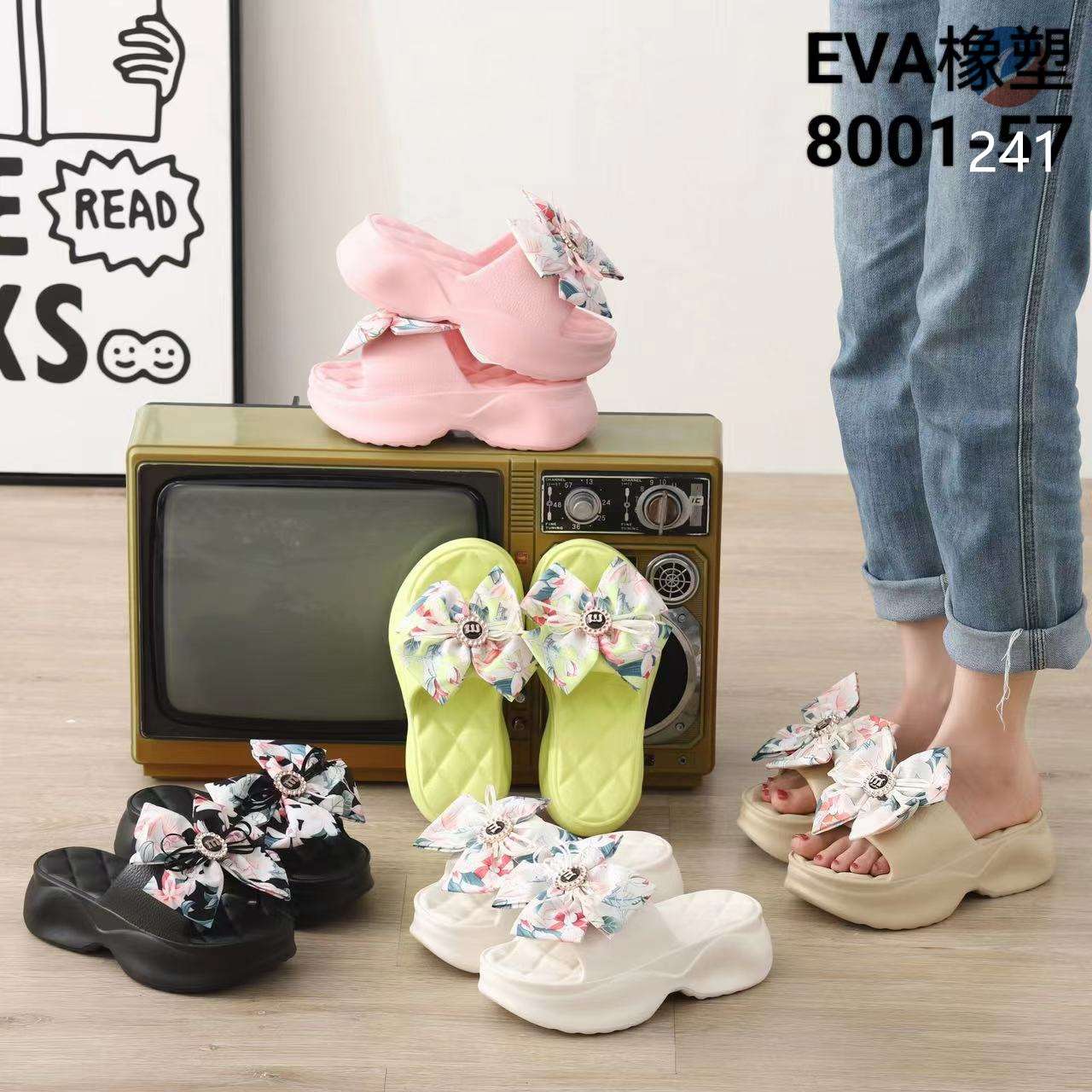 Net red thick bottom inside increase slippers female summer 2023 new fashion bow muffin bottom high heels to wear women's flip-flops