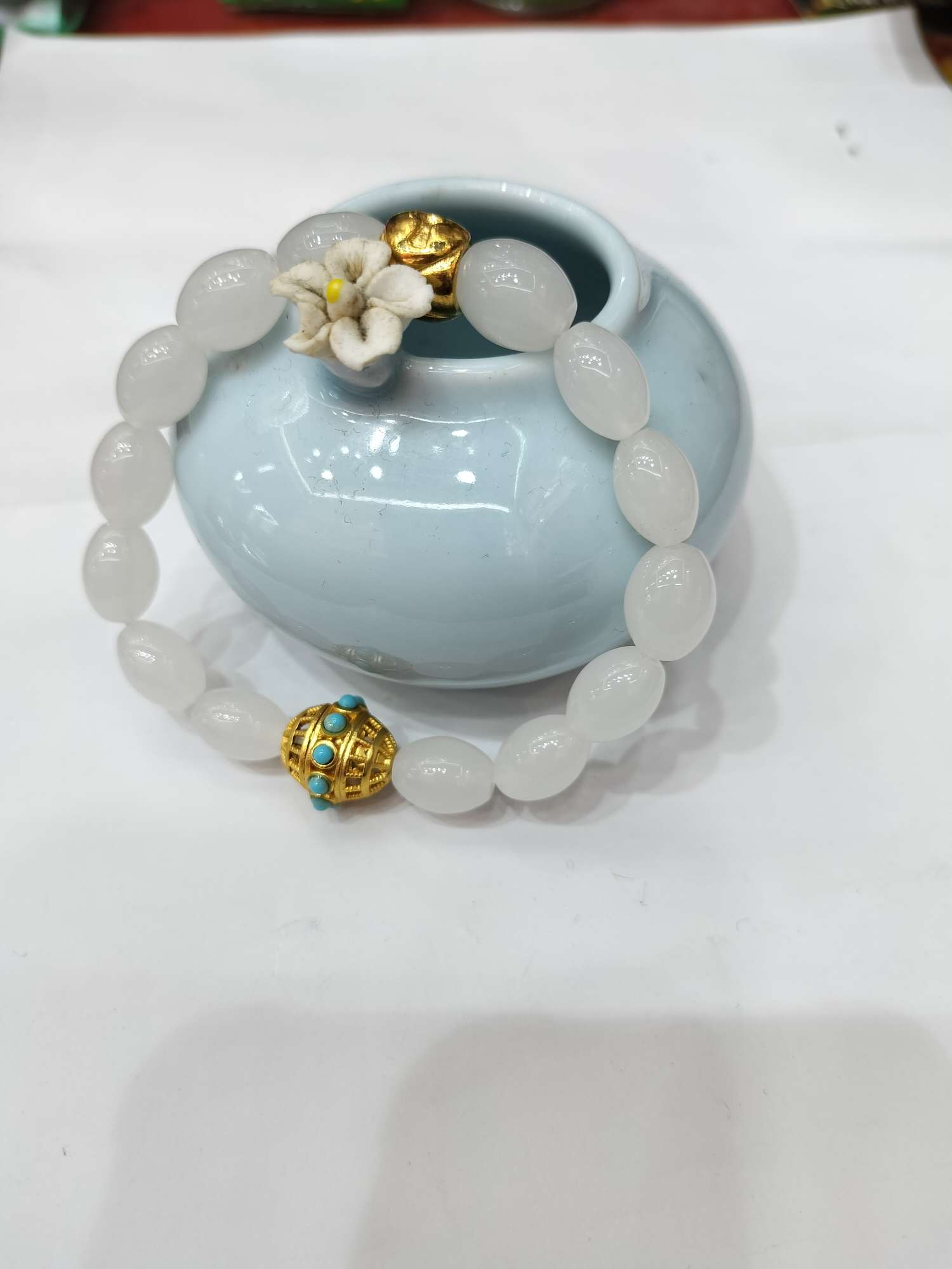 All-copper color-preserved, exquisite and trendy glass gemstone bead bracelet