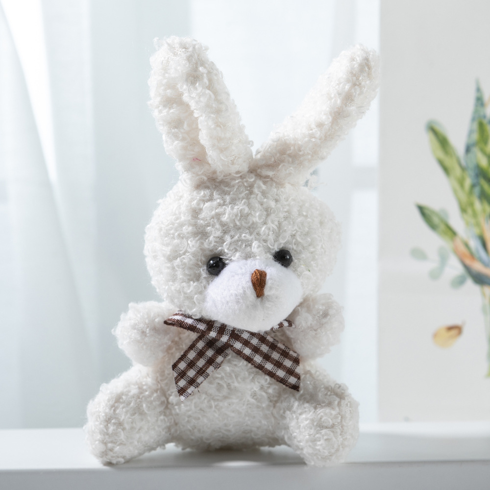 Cartoon plush cushions, cute bow ties, sitting little rabbit dolls, children's toys, plush pendants, backpacks, keychains, dolls details Picture