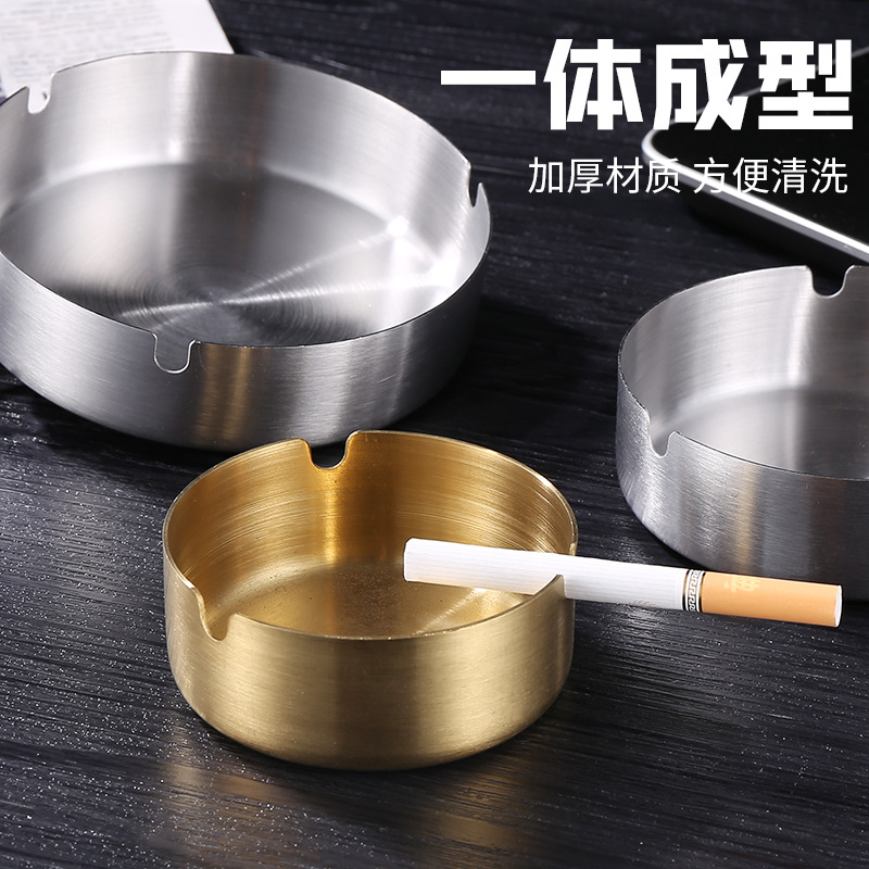 DF99095不锈钢简式烟灰缸简约金属加厚不锈钢烟灰缸酒店酒吧ktv办公圆形烟缸 DF trading house细节图