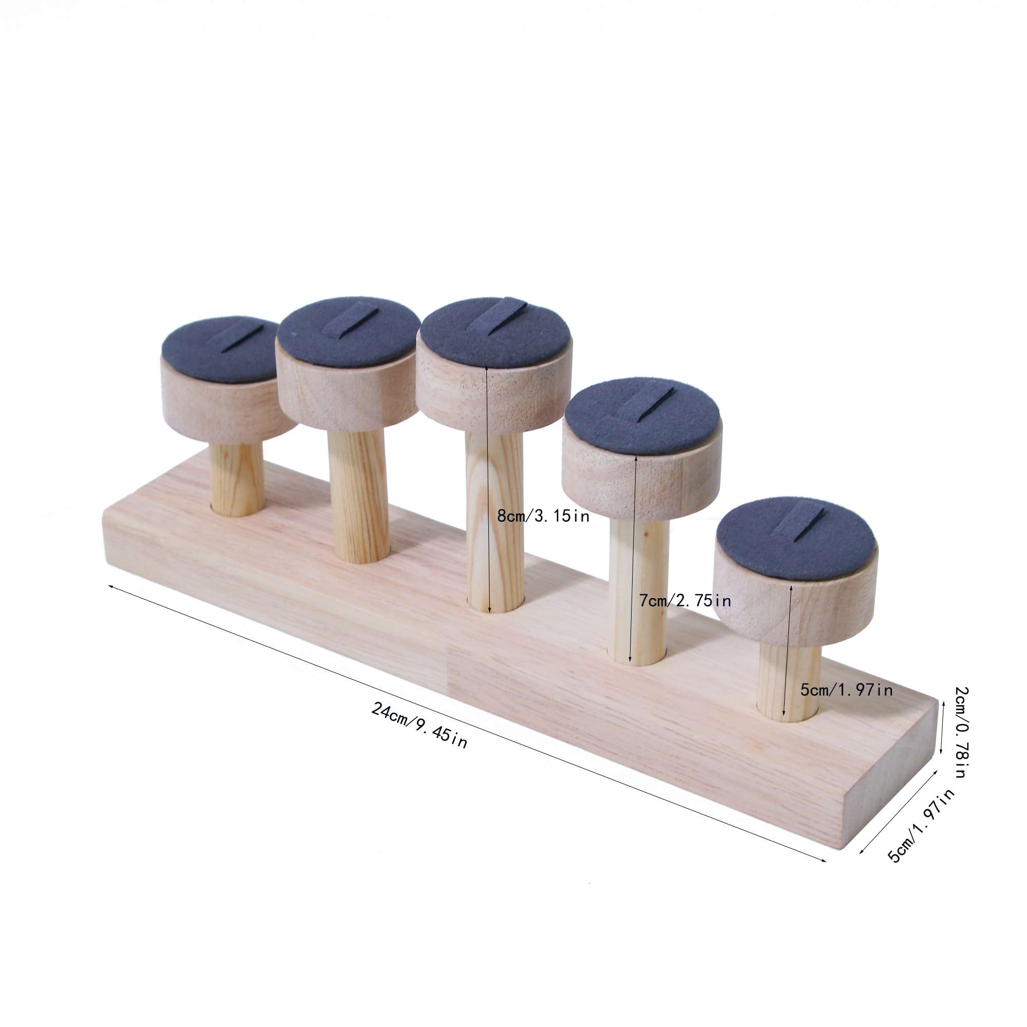 原木手镯架 实木单层手链手串绒布展示架手表架子道具饰品收纳纳架详情图4