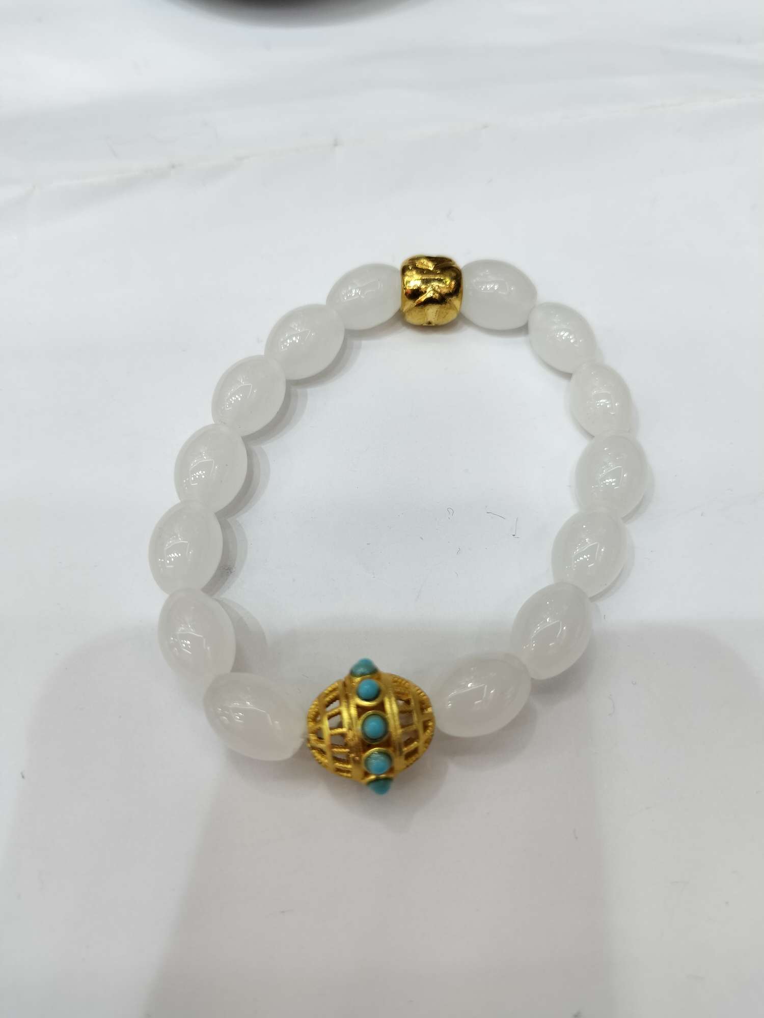All-copper color-preserved, exquisite and trendy glass gemstone bead bracelet details Picture