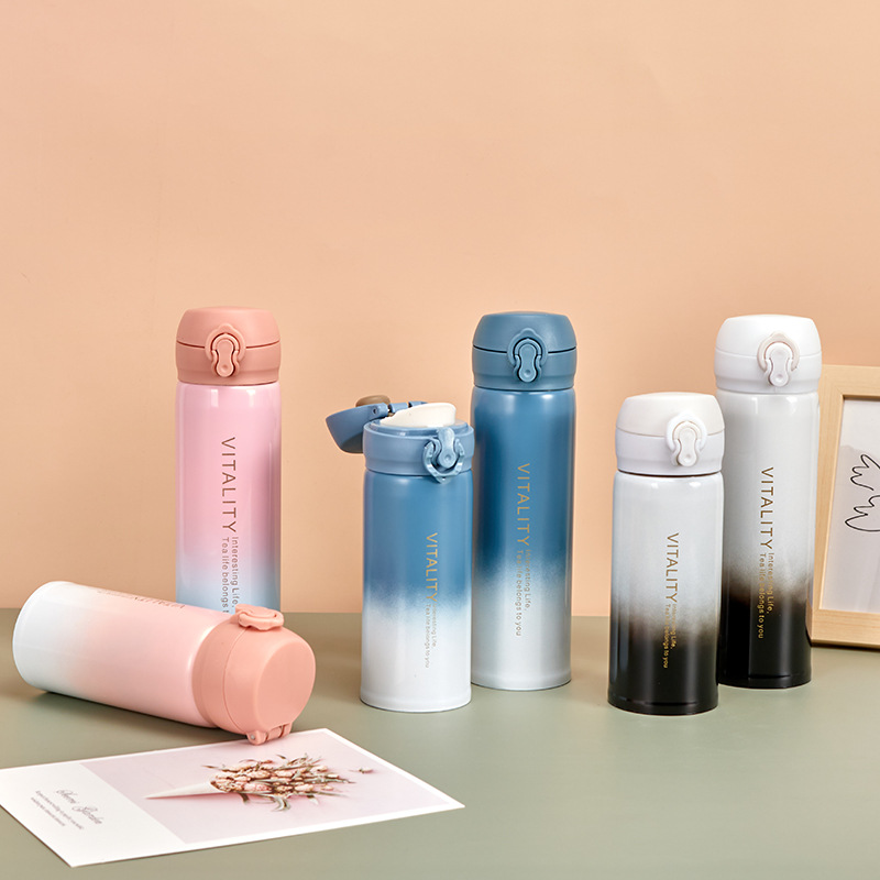Venta directa de fábrica 304 acero inoxidable cambio de color crest hop cover tazas de aislamiento tazas de agua de pareja de moda estudiante rebote tazas de regalo publicitario