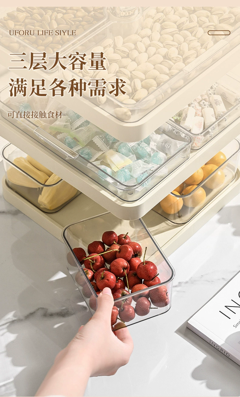 Y125-5950家用干果盘零食水果分格摆放收纳架可旋转点心糖果盘详情图8