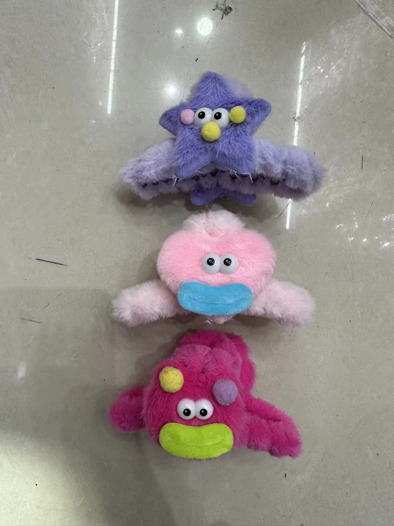 冬款毛绒抓子/动物头像/秋冬新款毛绒白底实物图