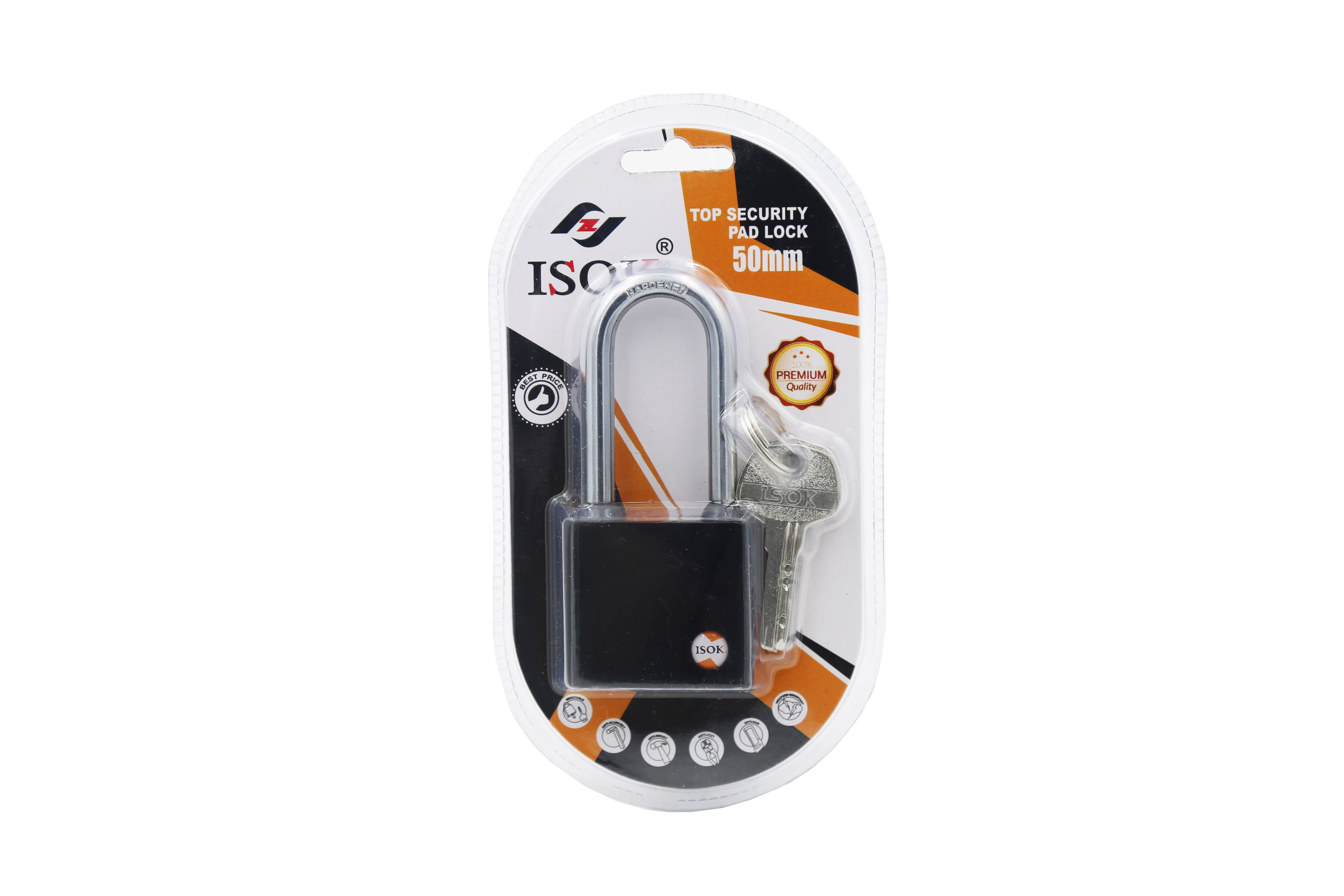 50ISOK black oval packaging waterproof ring computer key padlock long beam