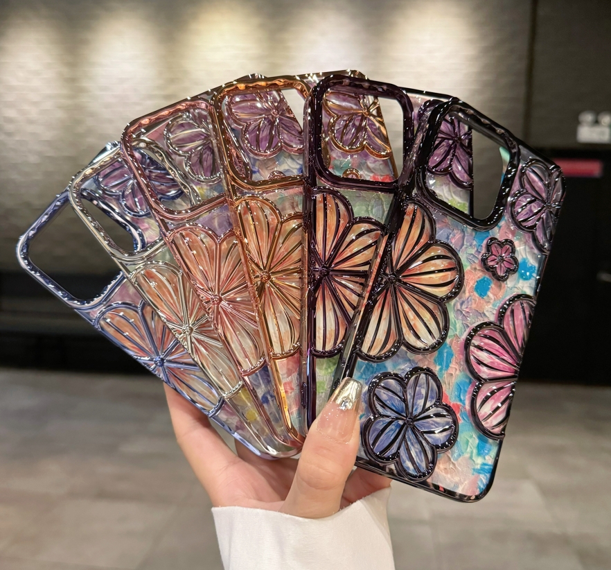 Transparent electroplated flower mobile phone case