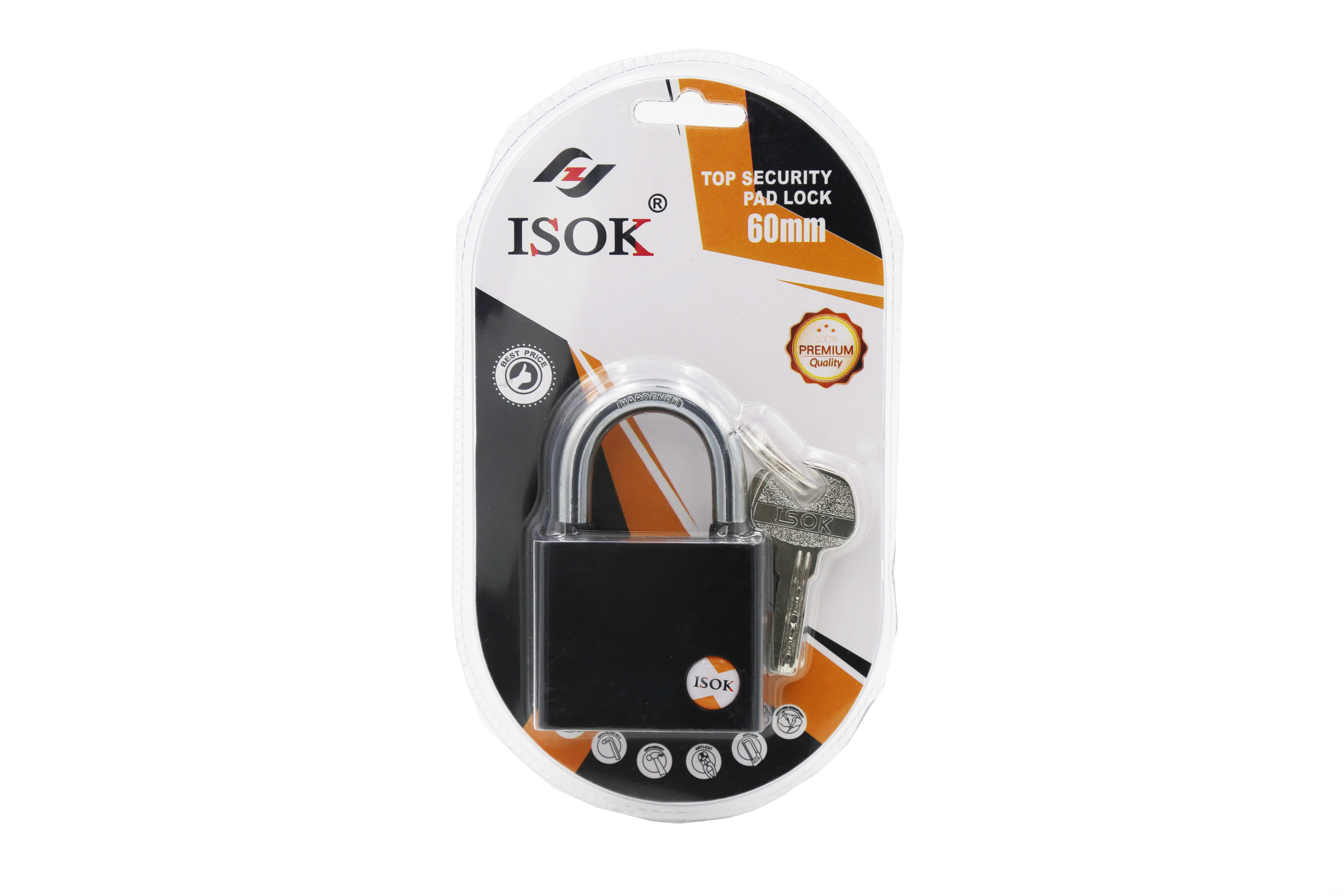 60ISOK black oval packaging waterproof ring computer key padlock details Picture