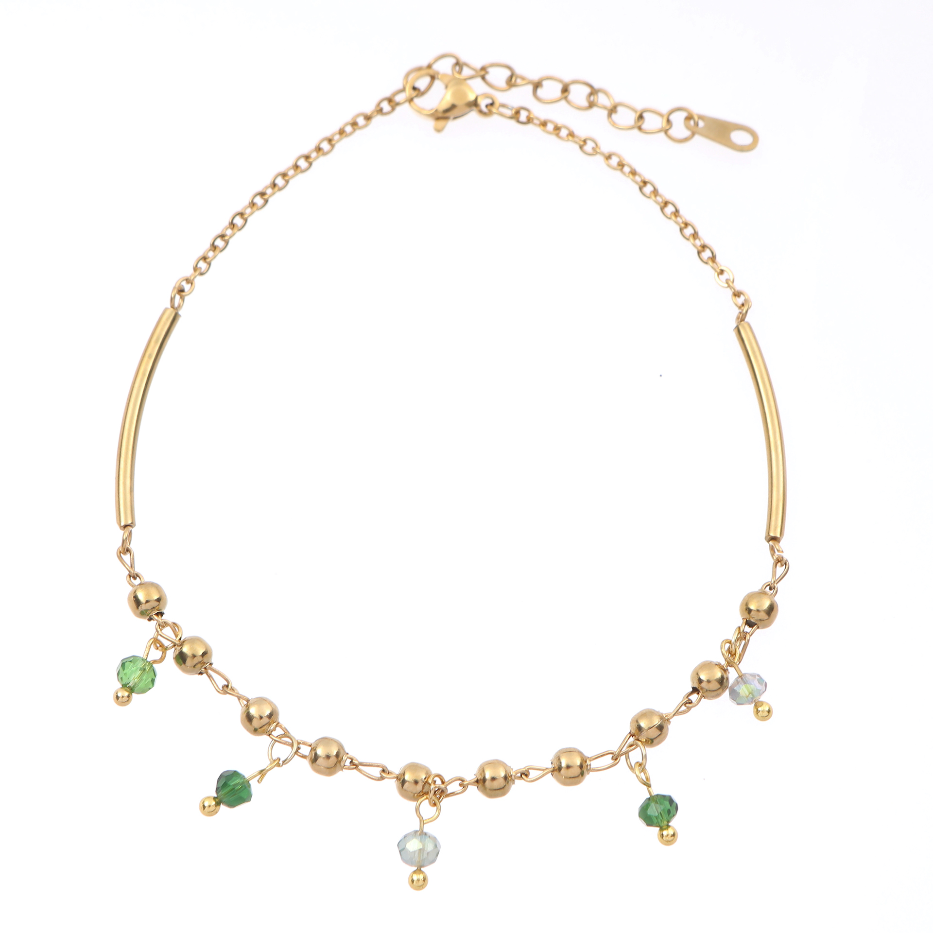 耳环/古巴链/黄金手链/耳钉/不锈钢链条白底实物图