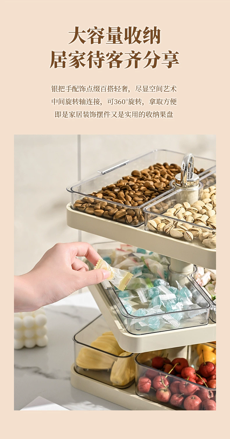 Y125-5950家用干果盘零食水果分格摆放收纳架可旋转点心糖果盘详情图3