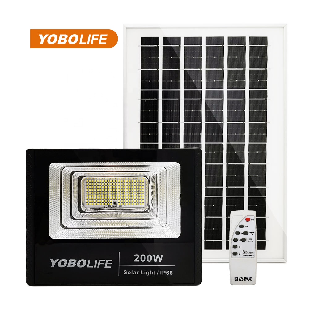 YOBOLIFE LM-3200 solar lighting floodlight, equivalent to 200WLED cold light source floodlight, is used in courtyards, squares and warehouses
