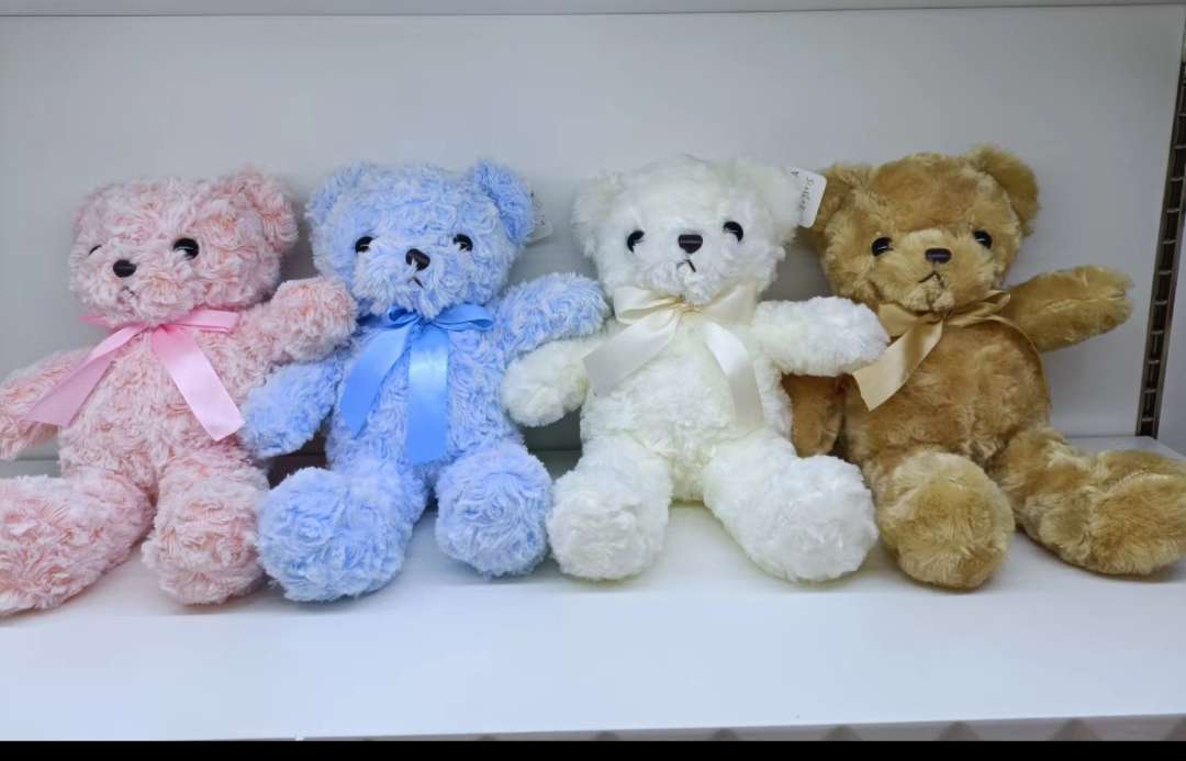 4色30cm卷毛丝带熊