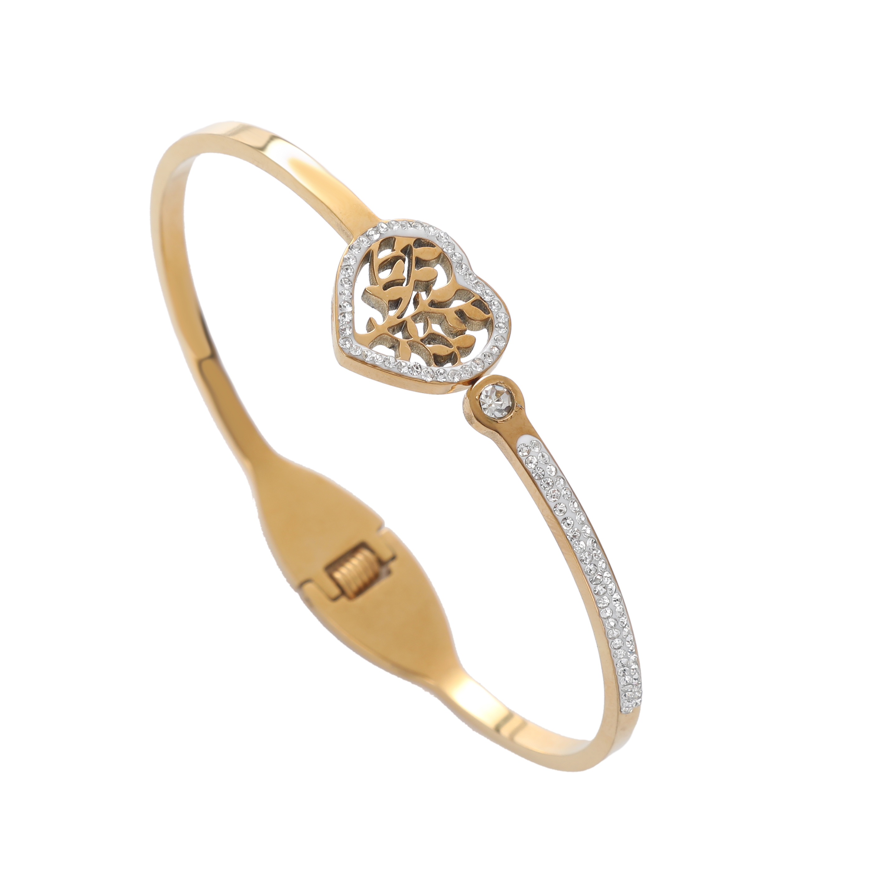 爱心贴钻不锈钢手镯炉内真金电镀