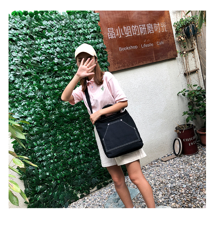 韩版新款斜挎包大容量单肩包实用帆布包简约大气手提包时尚休闲包详情9