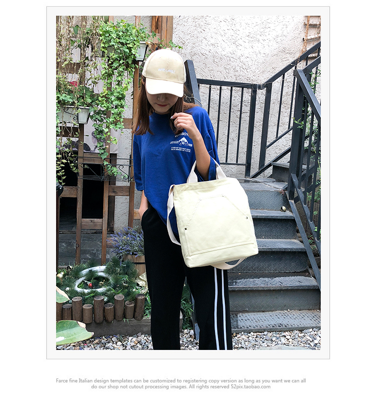 韩版新款斜挎包大容量单肩包实用帆布包简约大气手提包时尚休闲包详情11