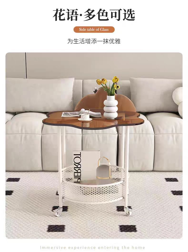 边几客厅可移动云朵茶几小户型奶油风小推车小圆桌子沙发旁置物架详情8