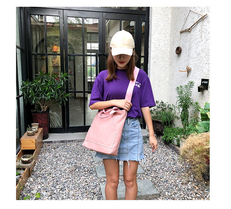 韩版新款斜挎包大容量单肩包实用帆布包简约大气手提包时尚休闲包详情24