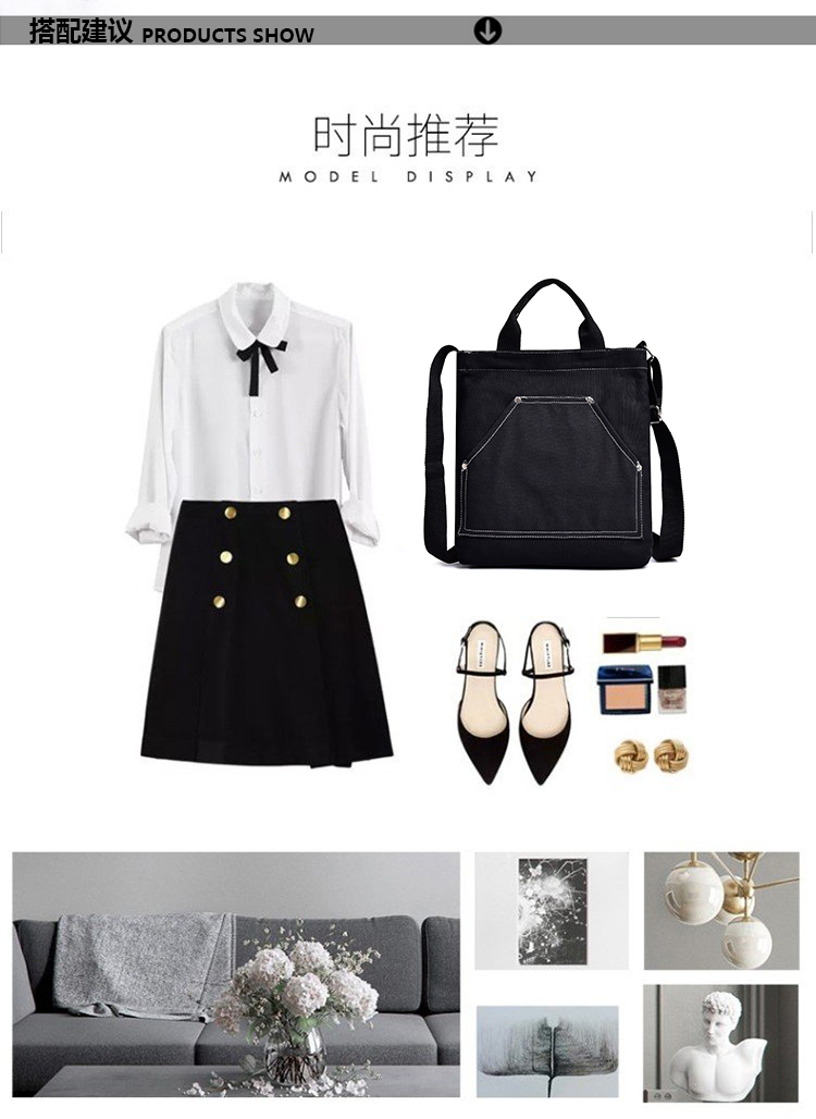 韩版新款斜挎包大容量单肩包实用帆布包简约大气手提包时尚休闲包详情18