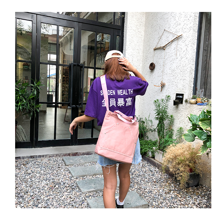 韩版新款斜挎包大容量单肩包实用帆布包简约大气手提包时尚休闲包详情25