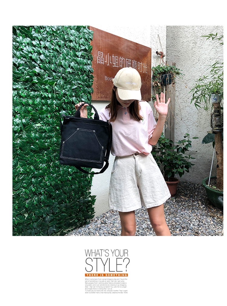 韩版新款斜挎包大容量单肩包实用帆布包简约大气手提包时尚休闲包详情6