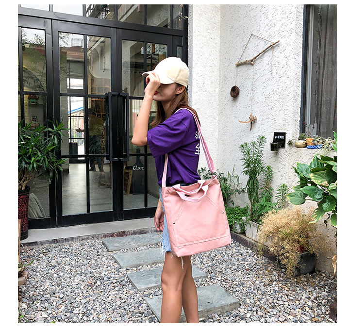 韩版新款斜挎包大容量单肩包实用帆布包简约大气手提包时尚休闲包详情22