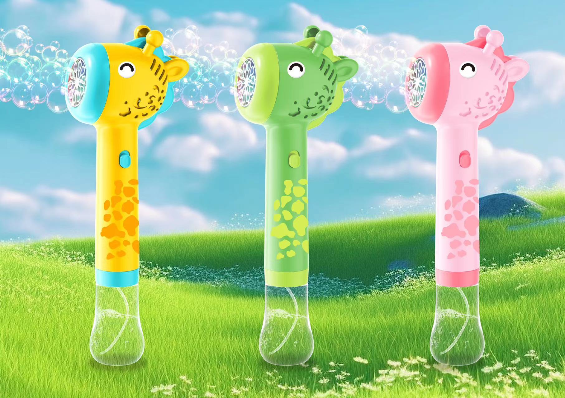 Hot-selling giraffe 10-hole fully automatic bubble gun children's toy creative hot-selling street stall wholesale supply