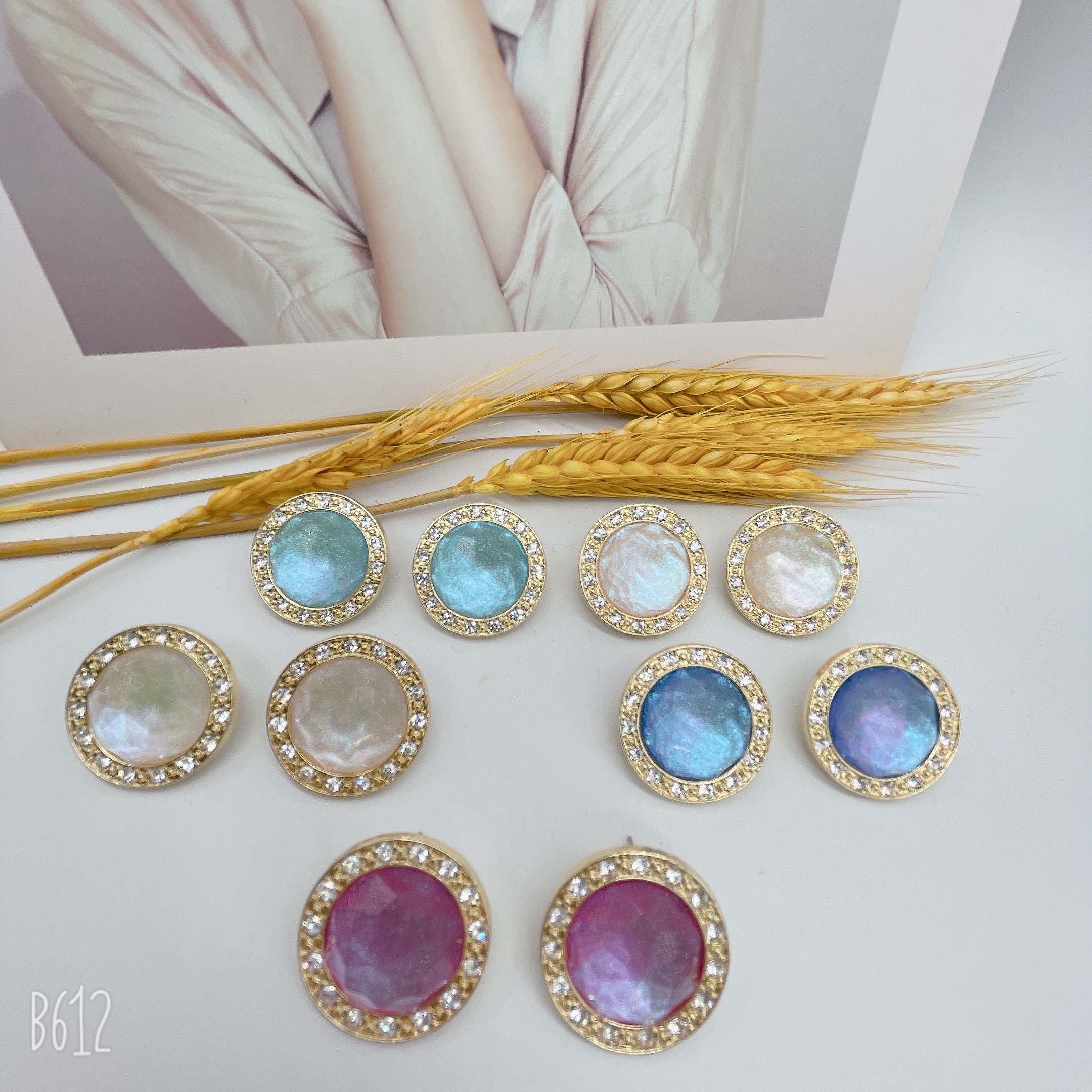 The 2024 new Korean-style earrings feature bright and colorful large round exaggerated stud earrings