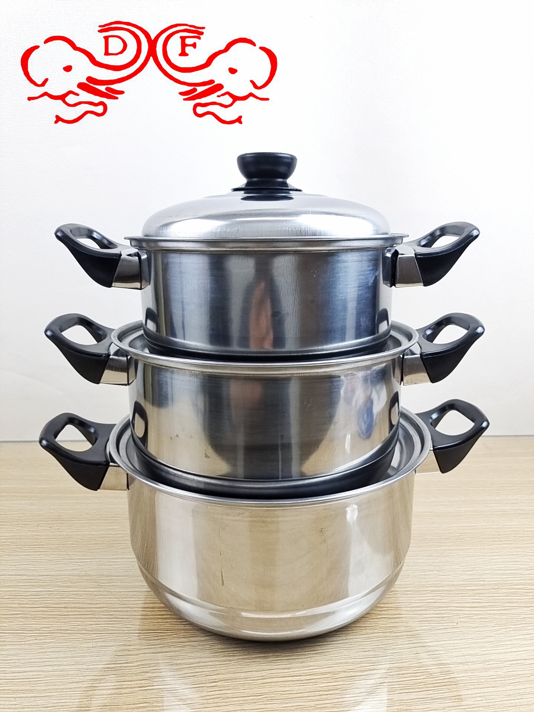 DF67835 stainless steel soup pot with thickened double-ear steel LIDS, 5-piece set pot factory direct sales DF TRADINGHOUSE details Picture