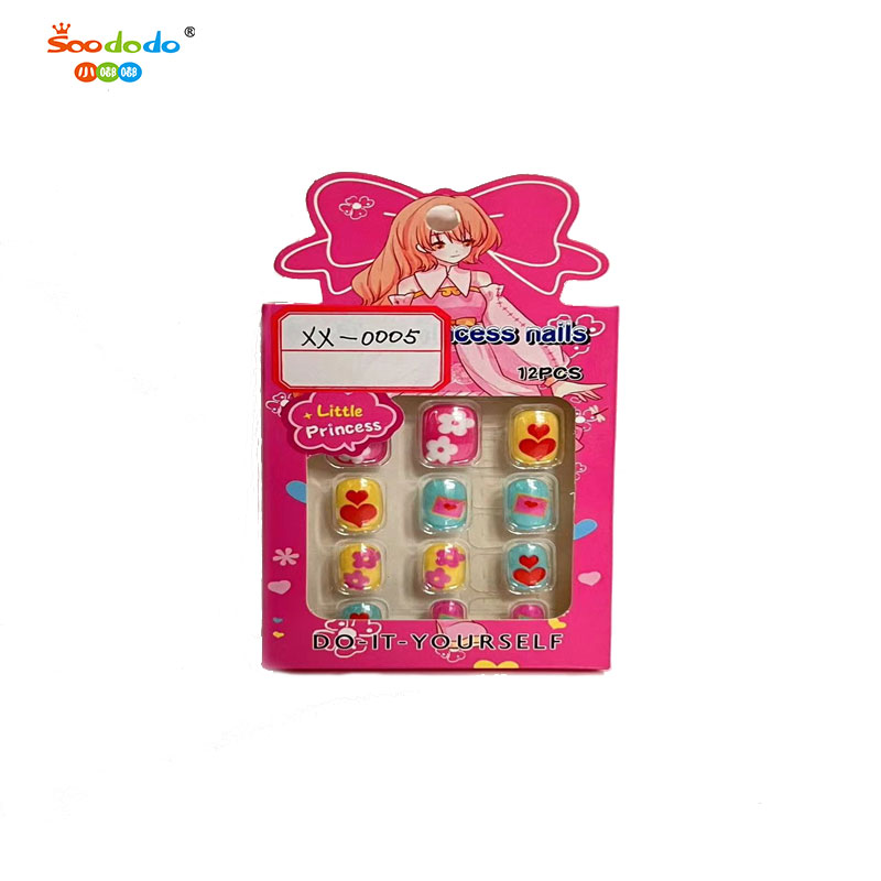 Xindu Culture Group glory produced XDXX-0005 Children's nail patch wear nail short transparent handmade nail patch wearable detachable children's jewelry nail art full figure