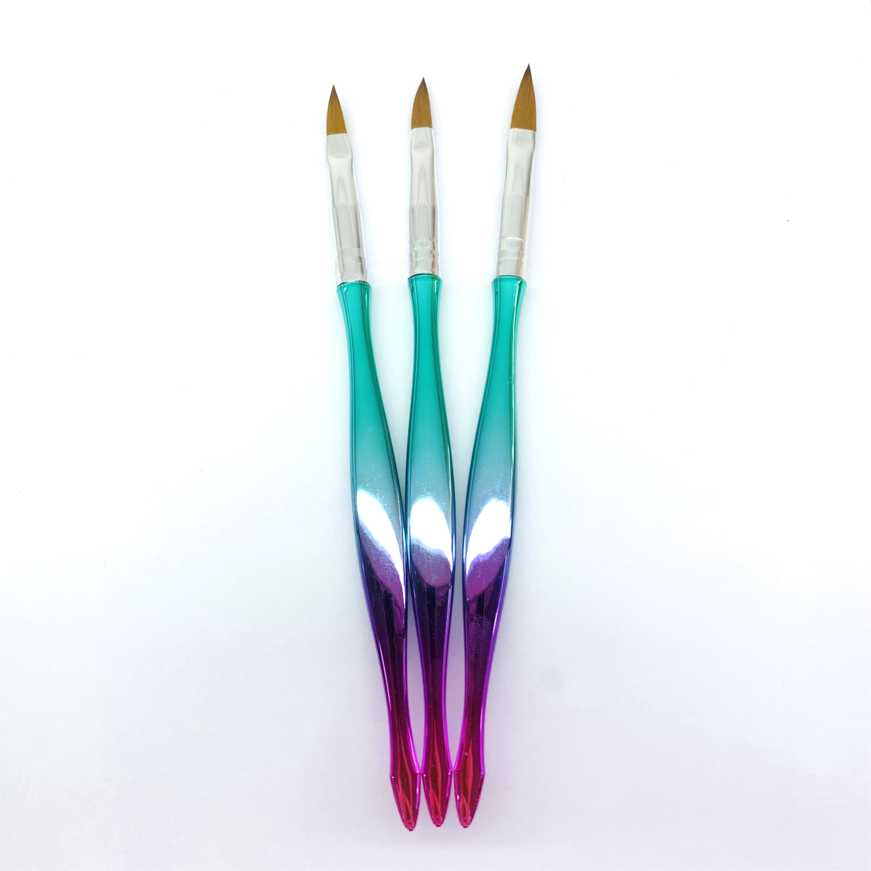 206 Gradual change small waist 3 sets Dazzling gradual change Crystal Carving pen modeling extension light therapy nail brush tool