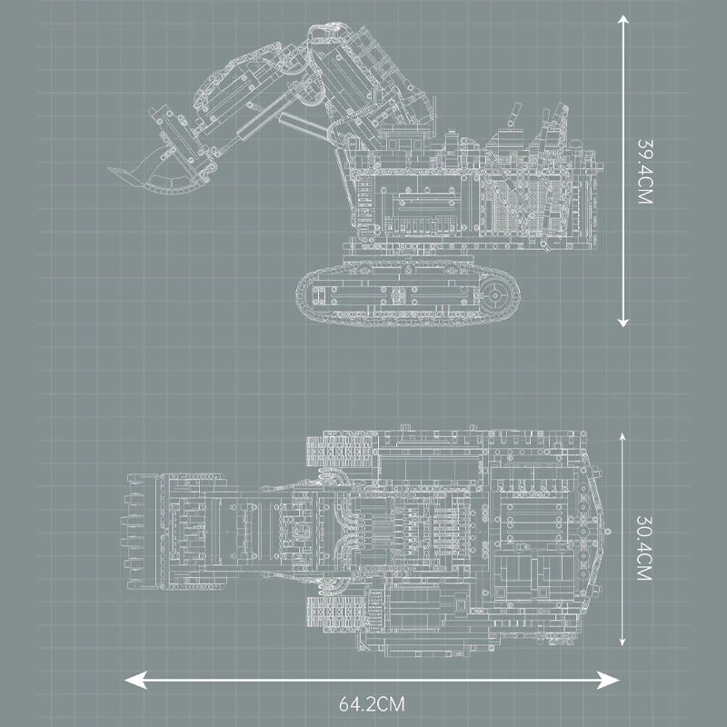 Yuxing Model Wang Xin 17048 Libo Kaier R980 mechanical excavator high-difficulty assembly building block toys cross-border detail image 4