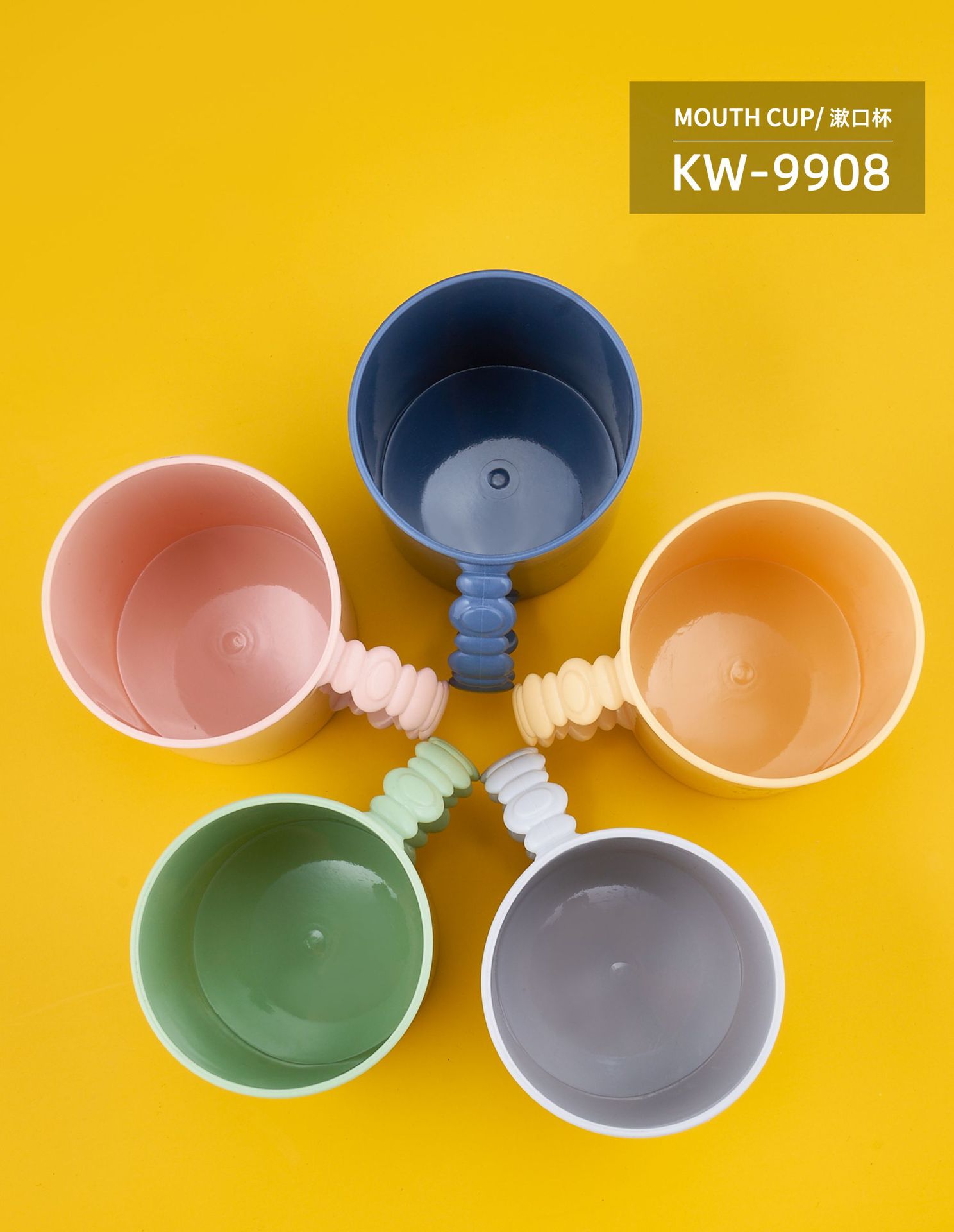 K36-9908 New household mouthwash cup, plastic gemstone mouthwash cup, thickened handle, tooth-brushing cup, cartoon pattern water cup details Picture