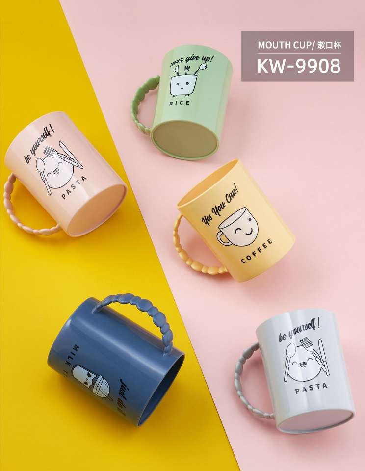 K36-9908 New household mouthwash cup, plastic gemstone mouthwash cup, thickened handle, tooth-brushing cup, cartoon pattern water cup detail image 3