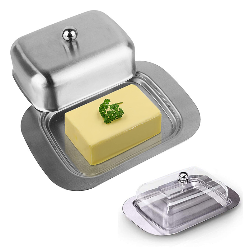 DF99763 Butter box, stainless steel butter box, butter box, cheese preservation box, European and Western butter, cheese plates, bread box, DF TRADING HOUSE Item Picture