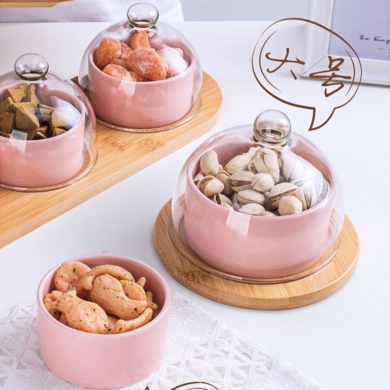 Afternoon tea tableware, household ceramic bird's nest dessert with covered bowl, snack plate, dim sum plate, fruit plate, dried fruit plate wholesale Item Picture