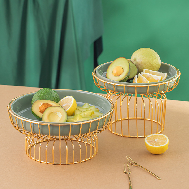 European Light Luxury Ceramic Fruit Tray Creative Living Room Home Water Fruit Basket Afternoon Tea Candy Dessert Rack Dessert Tray