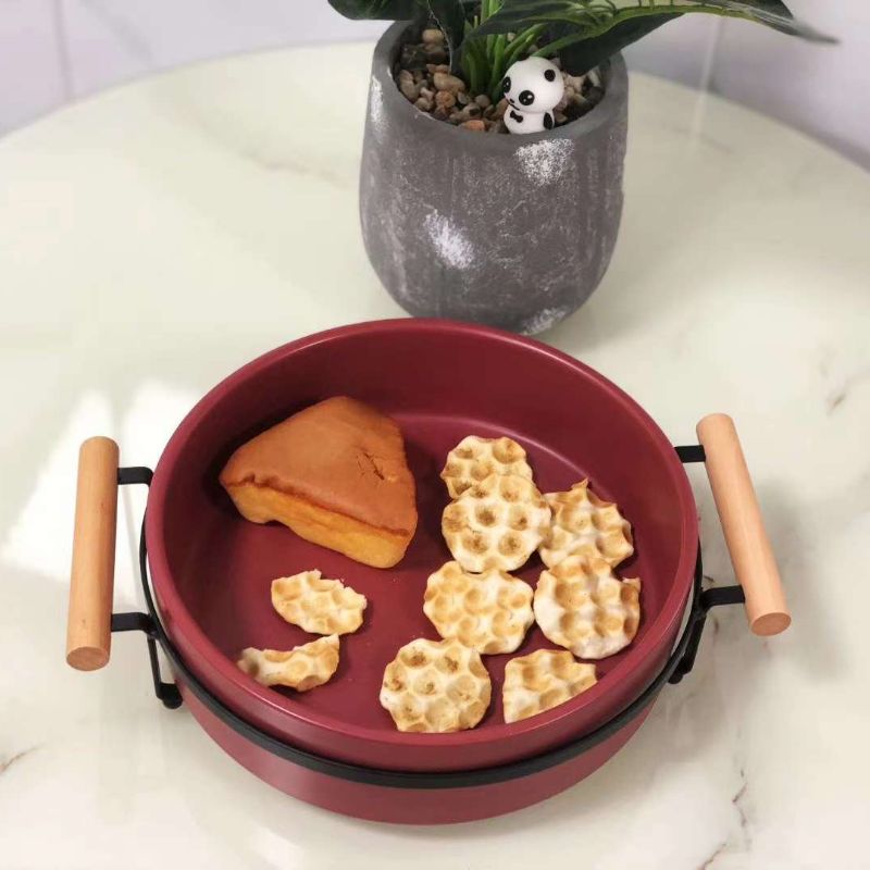 Creative Double Ears Deep Mouth Plate Instagram Western Soup Plate Large Home Round Baked Pan Fruit Salad Plate 8 Inches