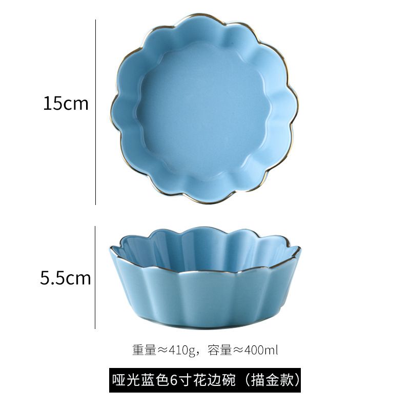 Nordic dessert salad breakfast bowl, petal baking bowl, rice bowl, ceramic tableware, single personality, ins creative wholesale Item Picture