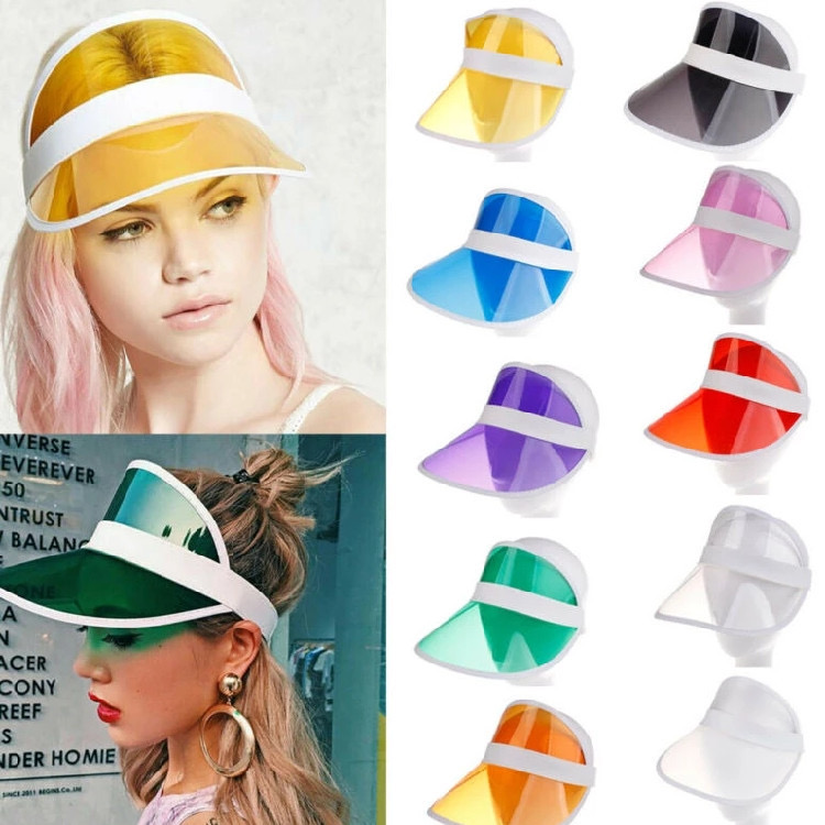 2024 New Uv Protection Empty Top Hat Young Men And Women Transparent Pvc Sun Protection Hat. Foreign Trade List Can Logo Printing Hat. Item Picture