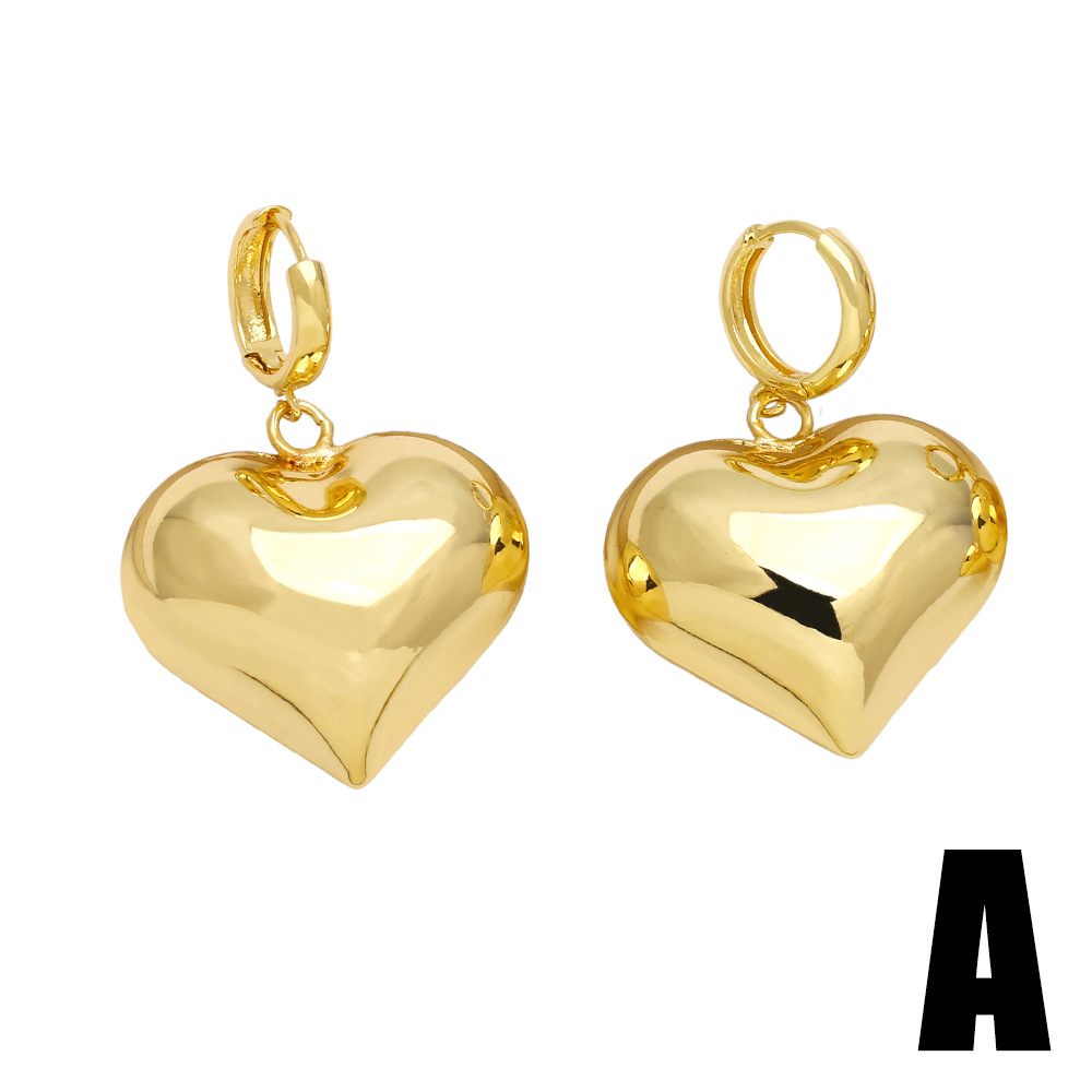 New simple heart-shaped pendant earrings from Europe and America, personalized and creative, versatile gold-plated ear rings and earrings for women detail image 5