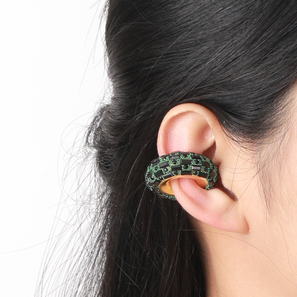 2024 New European And American Fashion Atmosphere Metal Sense Alloy C Word Diamond Without Ear Hole Women Ear Clip Item Picture