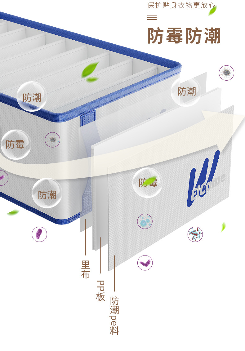  新款可折叠收纳盒分格衣物收纳整理盒防潮防污裤子毛衣收 纳框批发详情5