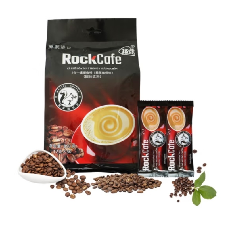 越贡越南原装rockcafe猫屎咖啡味850g 三合一速溶咖啡 50条装 猫屎咖啡味图